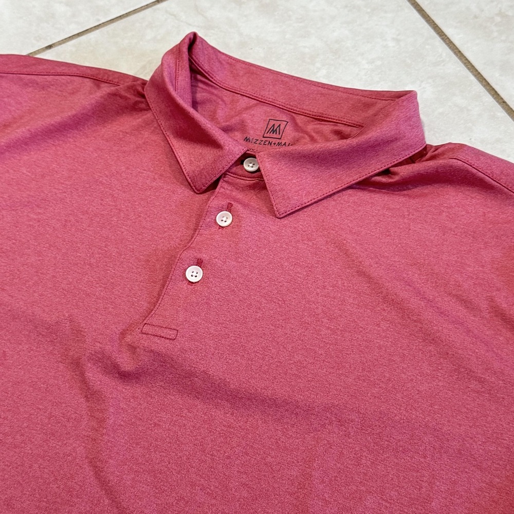 Mizzen+Main Polo Shirt Mens 2XL Red Heather Classic Fit Performance Stretch Golf